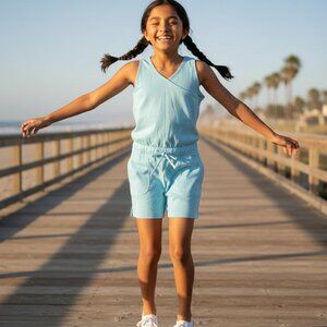 Athleta Girl Havin' A Great Time Romper NWT Blue Size M 8-10